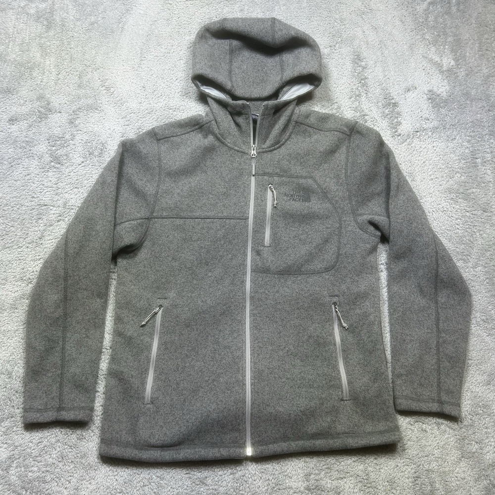 The North Face Gordon Lyons Fleece Hoodie Jacket Men's L Gray Full Zip Outdoor